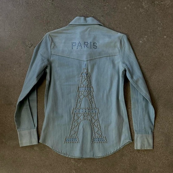 70’s Denimites Studded Eiffel Tower Blouse - Picture 5 of 9